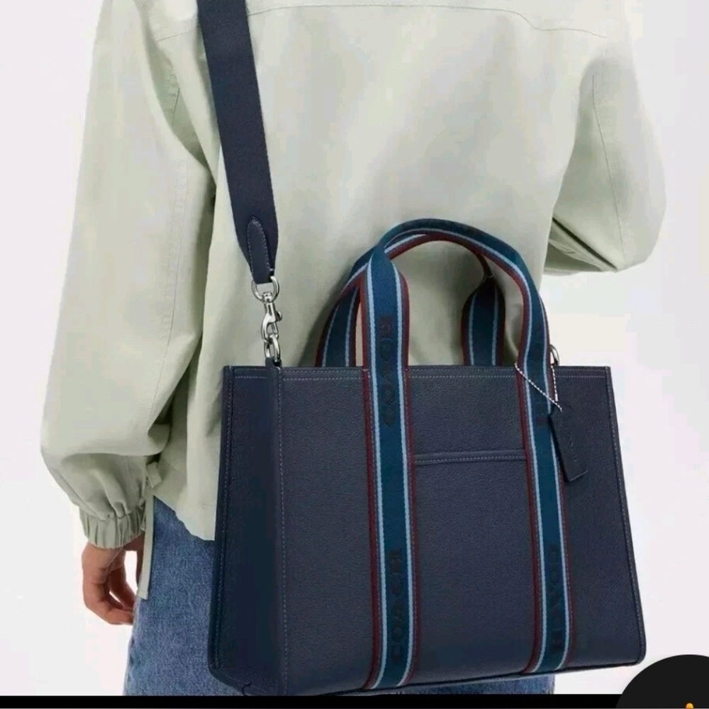 Coach Unisex Smith Tote Blue Shoulder Crossbody Work Laptop Leather Bag